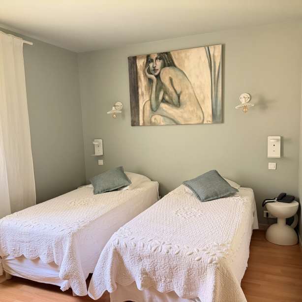 Chambre confort avec deux lits séparés hotel des pins séjour mont ventoux